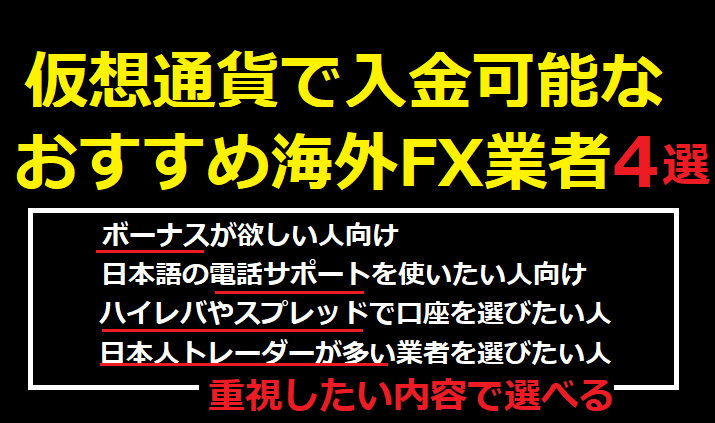 仮想通貨で入金可能なおすすめ海外FX業者