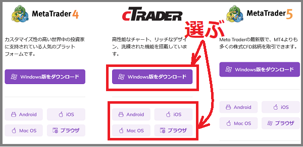 cTrader（シートレーダー）のダウンロード方法 ３